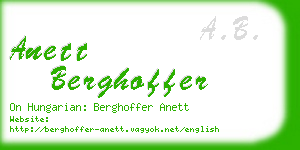 anett berghoffer business card